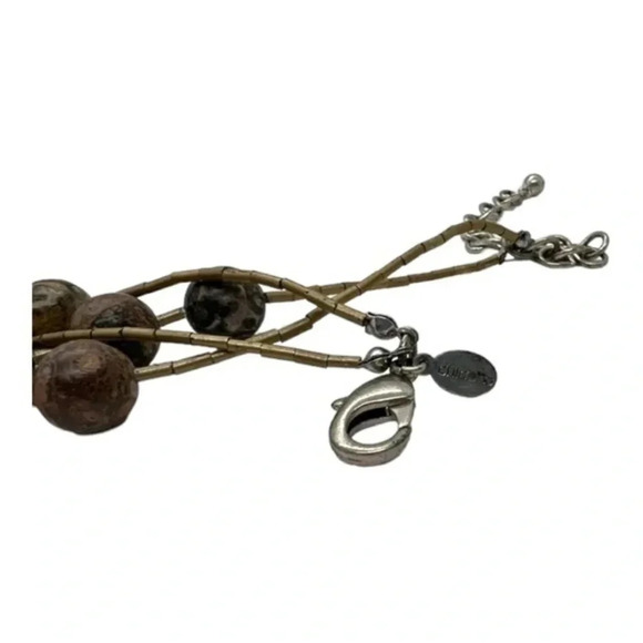 Chicos Double String Fashion Beaded Earthtones Necklace Extender Chain Clasp - Picture 3 of 5